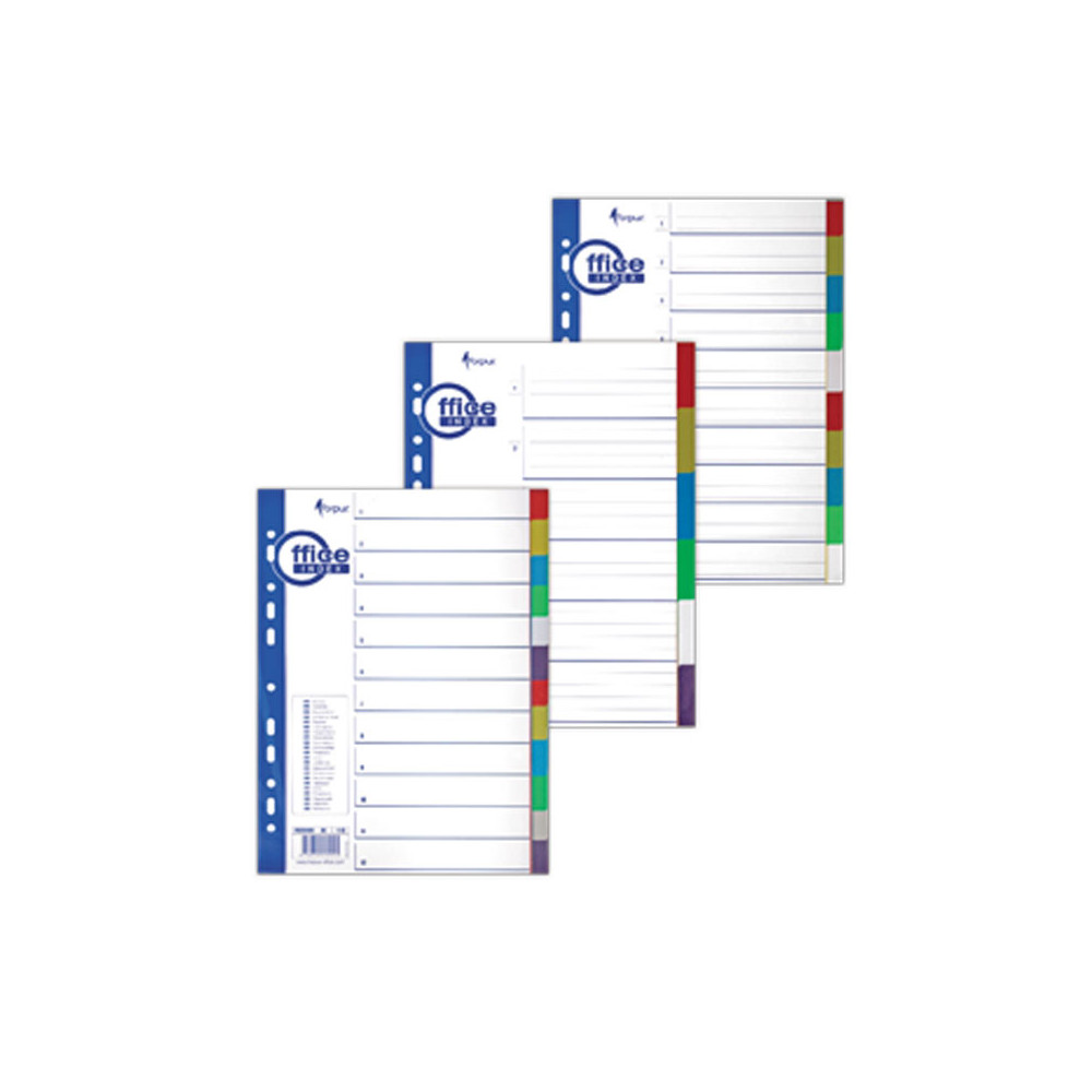 Plastikiniai spalvoti skiriamieji lapai, 1-10, A4-Skiriamieji lapai-Dokumentų laikymo