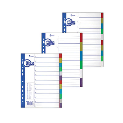 Plastikiniai spalvoti skiriamieji lapai, 1-10, A4-Skiriamieji lapai-Dokumentų laikymo