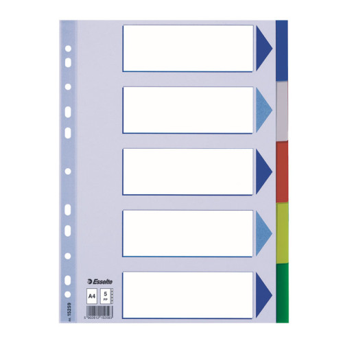 Plastikiniai spalvoti skiriamieji lapai ESSELTE, A4-Skiriamieji lapai-Dokumentų laikymo