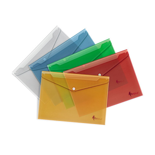 Aplankas (vokas) su spaustuku, A4, PP, raudona-Įmautės, L formos dėklai-Dokumentų laikymo