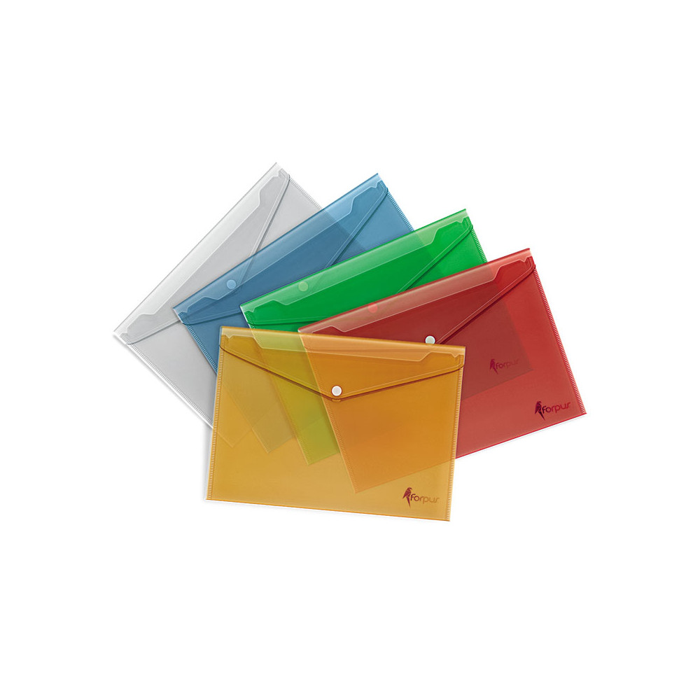 Aplankas (vokas) su spaustuku, A4, PP, raudona-Įmautės, L formos dėklai-Dokumentų laikymo