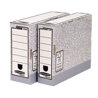 Archyvinė dėžė FELLOWES, 260 x 80 x 315 mm, pilka balta-Archyvavimo dėžės ir priedai-Dokumentų