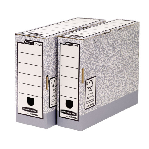 Archyvinė dėžė FELLOWES, 260 x 100 x 315 mm, pilka balta-Archyvavimo dėžės ir