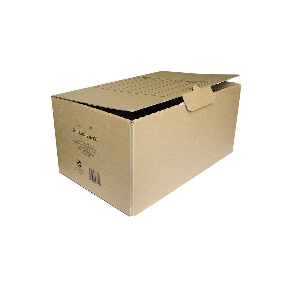 Archyvinė dėžė SMLT, 262 x 345 x 530 mm, ruda-Archyvavimo dėžės ir priedai-Dokumentų laikymo