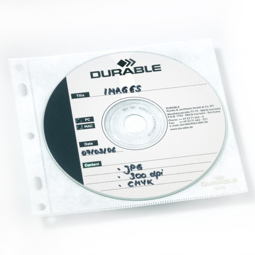 Įmautė DURABLE, CD/DVD diskams, (pak. -10 vnt.)-Įmautės, L formos dėklai-Dokumentų laikymo