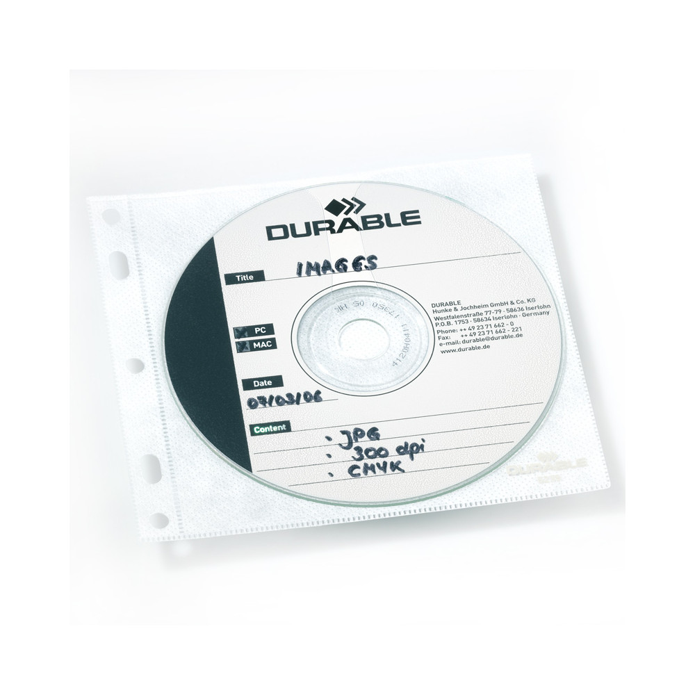 Įmautė DURABLE, CD/DVD diskams, (pak. -10 vnt.)-Įmautės, L formos dėklai-Dokumentų laikymo