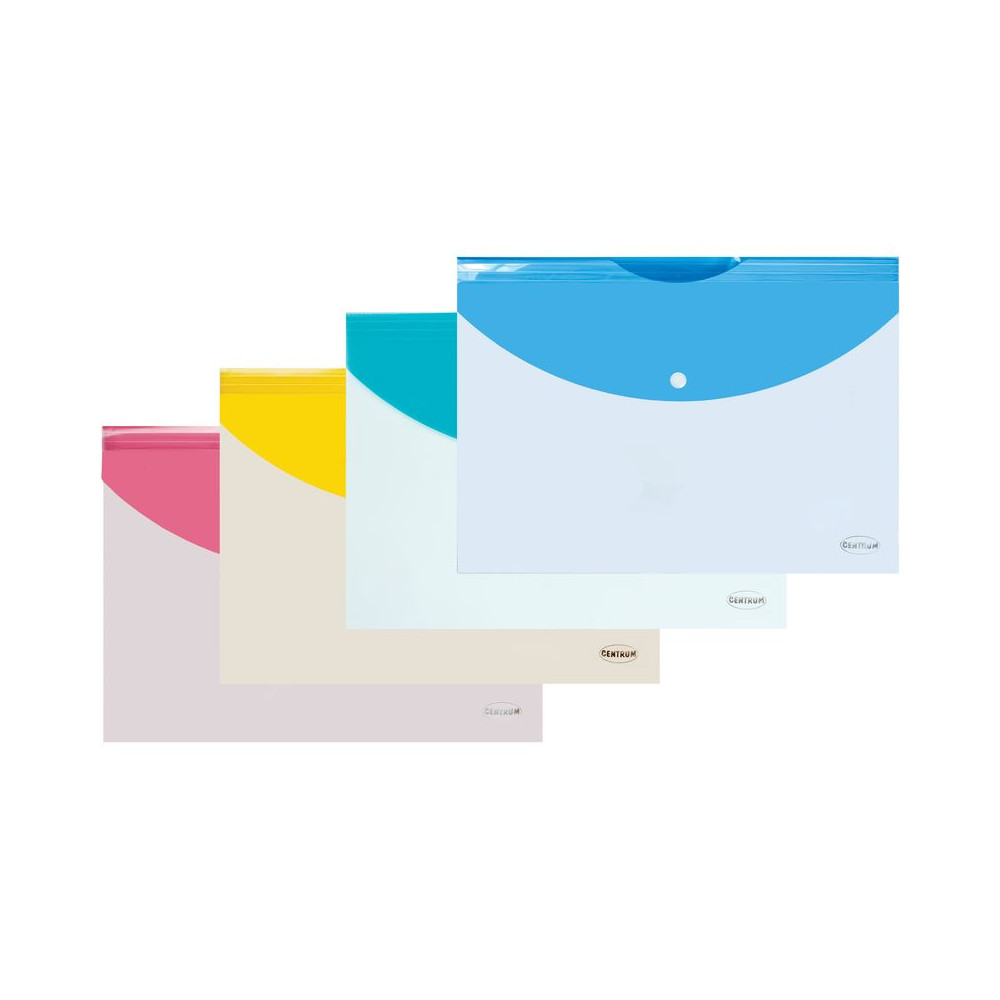 Aplankas (vokas) su spaustuku CENTRUM, A4, PP, įv.spalvų-Įmautės, L formos dėklai-Dokumentų