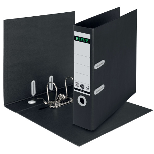 Segtuvas LEITZ 180° Recycle, A4, 80mm, juoda-Segtuvai-Dokumentų laikymo, archyvavimo priemonės