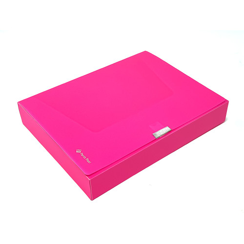 Dėklas - dėžutė dokumentams PANTA PLAST Neon, PP, A4, 55 mm, rožinės sp.-Aplankai ir dėklai