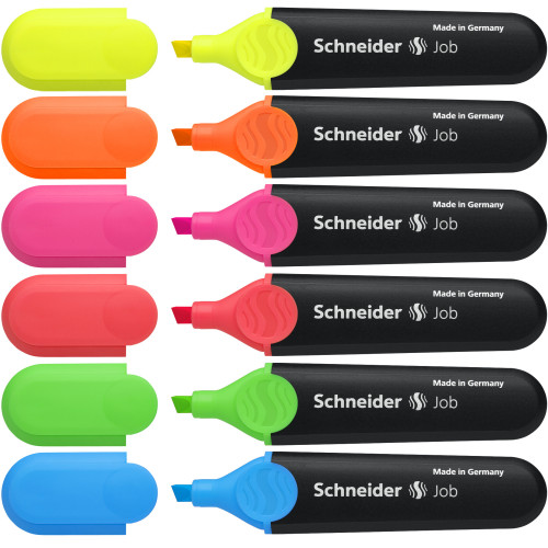 Teksto žymekliai SCHNEIDER JOB, 1-5 mm, 6 spalvų rinkinys-Žymekliai-Rašymo priemonės