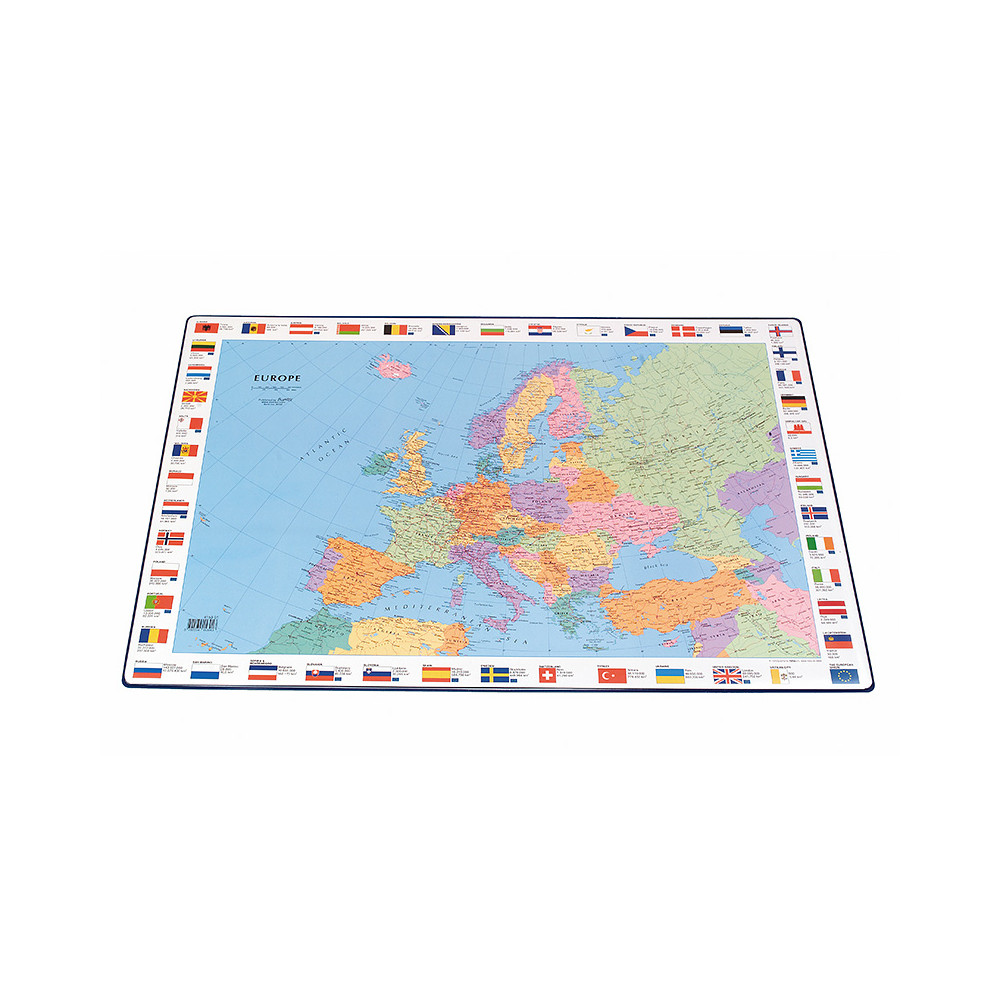 Patiesalas rašymui BANTEX, su Europos žemėlapiu, 44 x 63 cm-Darbo stalo patiesalai-Darbo stalo