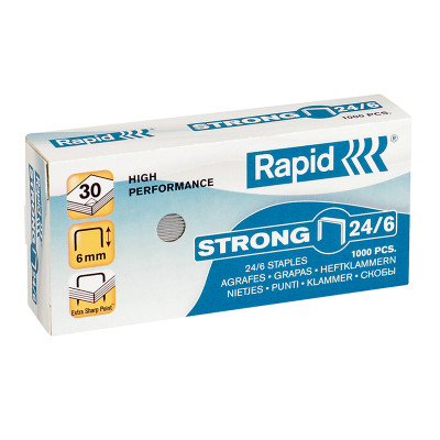 Sąsagėlės Rapid Strong 24/6 (dėž. 1000vnt.)-Sąsagėlės, išsegikliai-Skylmušos, segikliai