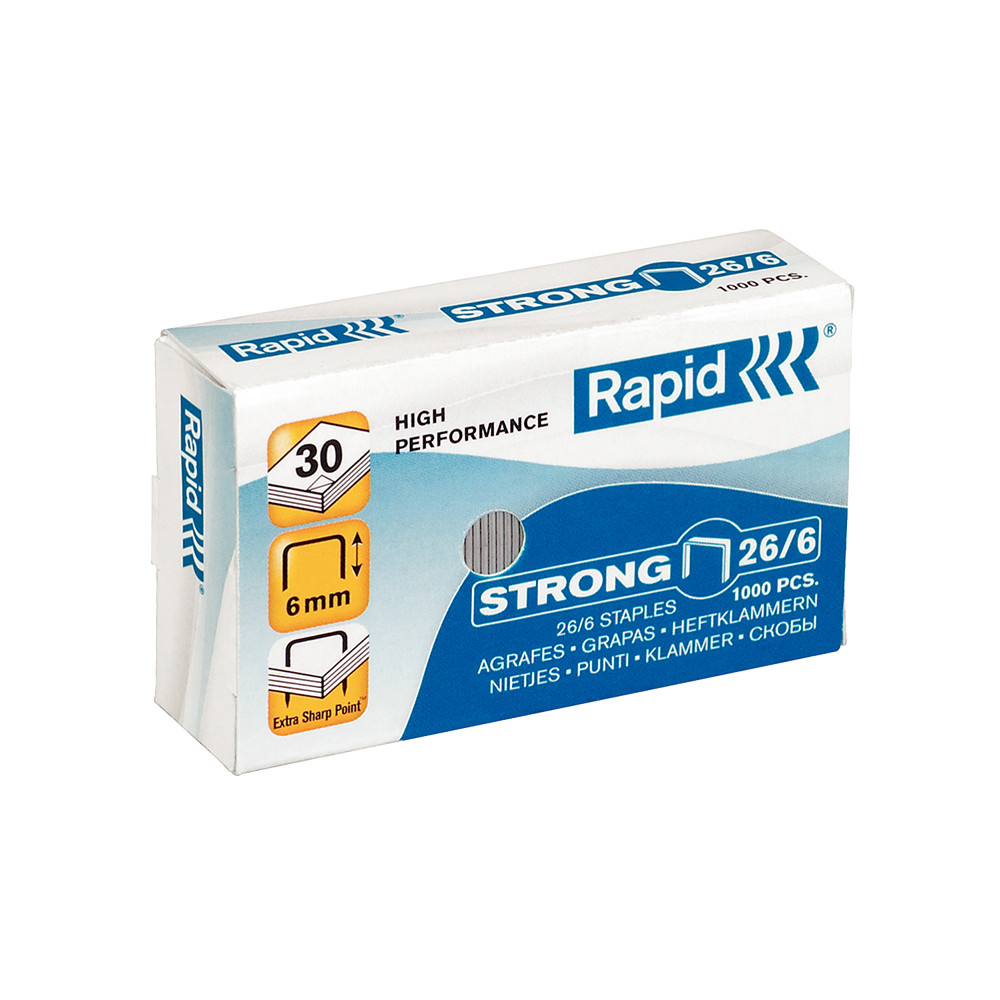 Sąsagėlės Rapid Strong 26/6, (dėž. 1000vnt.)-Sąsagėlės, išsegikliai-Skylmušos, segikliai