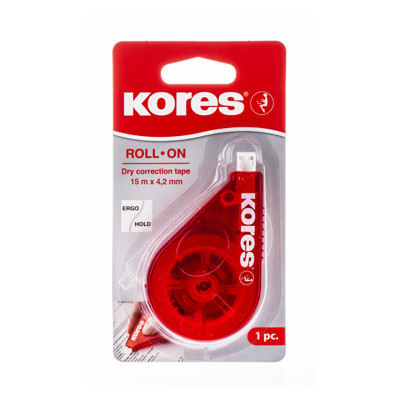Korekcinė juostelė KORES ROLL ON RED, 4,2 mm x 15 m-Korekcinės juostelės-Korektūros reikmenys