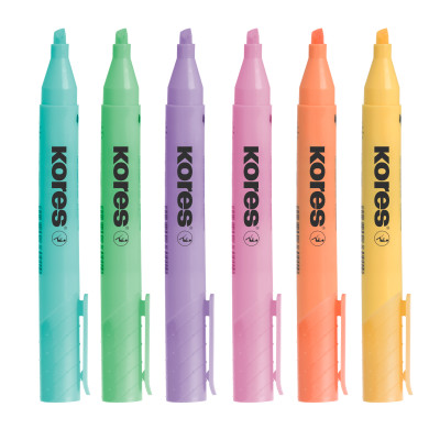 Teksto žymeklis KORES HIGH LINER PLUS, 6 pastelinės spalvos-Žymekliai-Rašymo priemonės