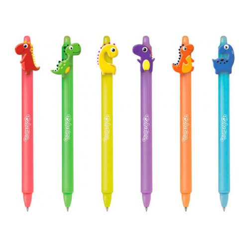 Automatinis trinamas rašiklis COLORINO su dinozaurais, įvairių spalvų, 0,5 mm-Rašikliai-Rašymo
