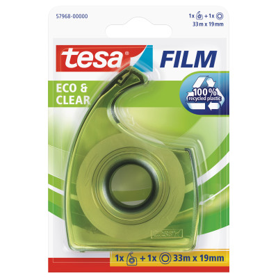 Ekologiška lipni juostelė TESA Film eco & clear, su dėklu, 19mm x 33m, skaidri-Lipnios