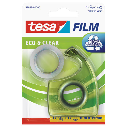 Ekologiška lipni juostelė TESA Film eco & clear, su dėklu, 15mm x 10m, skaidri-Lipnios
