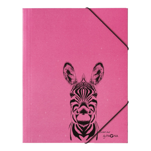 Aplankas dokumentams, sąsiuviniams PAGNA Zebra, A4, su gumele, rožinis-Aplankai ir dėklai