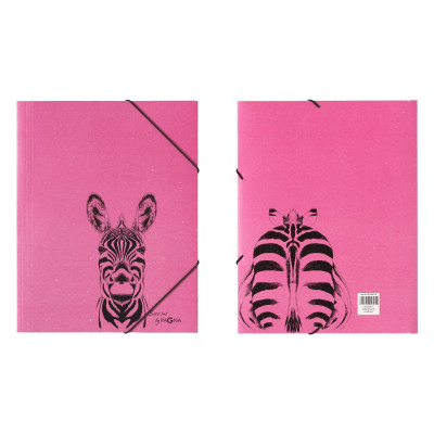 Aplankas dokumentams, sąsiuviniams PAGNA Zebra, A4, su gumele, rožinis-Aplankai ir dėklai