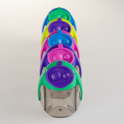 "MIGOO" plastikinis dvigubas drožtukas, 5 mišrios spalvos plastikinėje