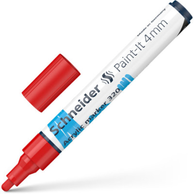 Akrilinis žymeklis SCHNEIDER Paint-it 320, 4 mm, raudona sp.-Žymekliai-Rašymo priemonės