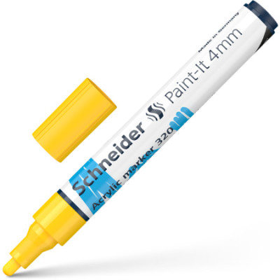 Akrilinis žymeklis SCHNEIDER Paint-it 320, 4 mm, geltona sp.-Žymekliai-Rašymo priemonės