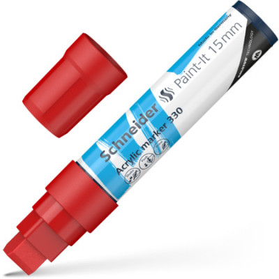 Akrilinis žymeklis SCHNEIDER Paint-it 330, 15 mm, raudona sp.-Žymekliai-Rašymo priemonės