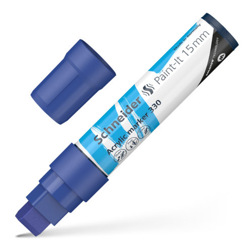 Akrilinis žymeklis SCHNEIDER Paint-it 330, 15 mm, mėlyna sp.-Žymekliai-Rašymo priemonės