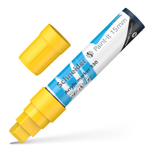 Akrilinis žymeklis SCHNEIDER Paint-it 330, 15 mm, geltona sp.-Žymekliai-Rašymo priemonės