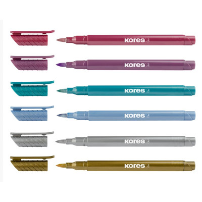 Žymeklių rinkinys KORES Metallic Style, 6 metalizuotos spalvos-Žymekliai-Rašymo priemonės