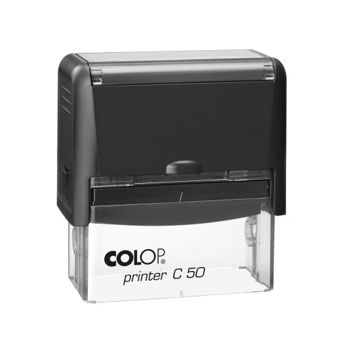 Antspaudas COLOP Printer C50, juodas korpusas, bespalvė pagalvėlė-Antspaudų korpusai-Antspaudai