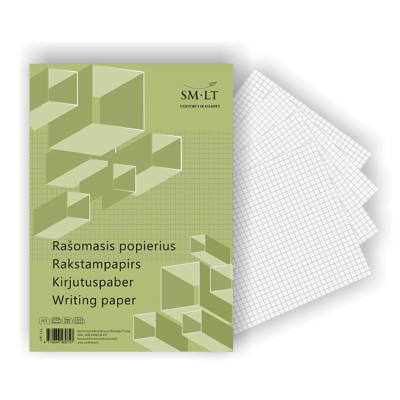 Popierius rašymui ranka SMLT, A3, 100 lapų, langeliais-Bloknotai, užrašų popierius-Piešimo