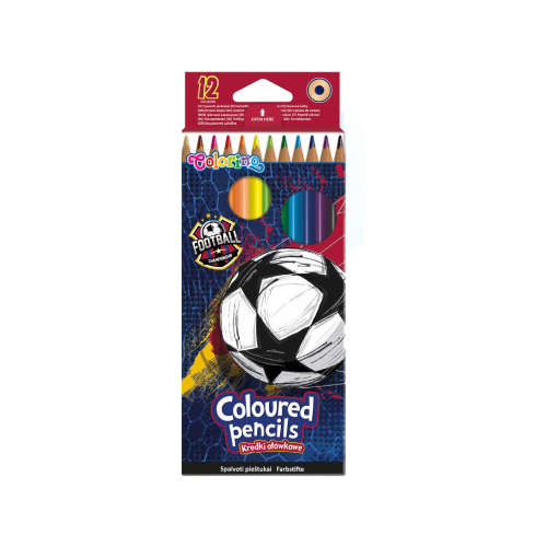 Spalvoti pieštukai 12 spalvų trikampiu korpusu Football-Pieštukai, grafitai-Piešimo priemonės