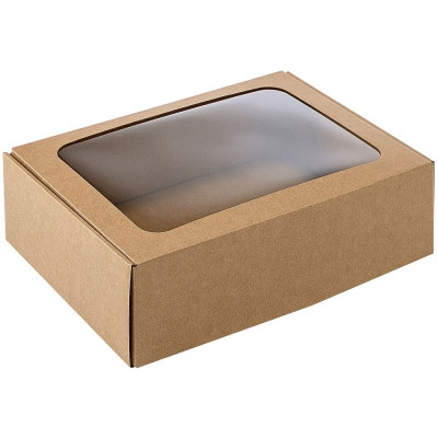 Dovanų dėžutė su langeliu, 305 x 215x 80 mm (A4), ruda-Dėžutės su langeliu-Dovanų dėžės