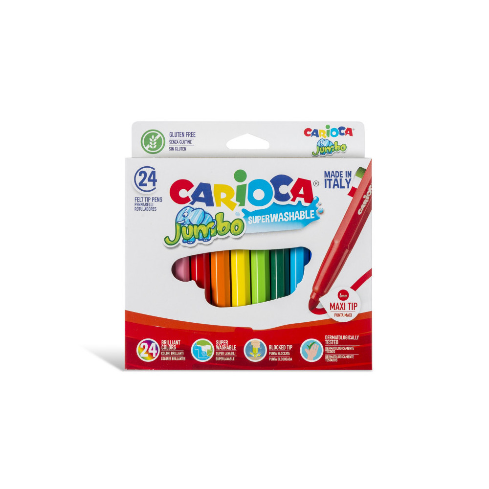 Flomasteriai CARIOCA JUMBO, 24 spalvų-Flomasteriai-Piešimo priemonės