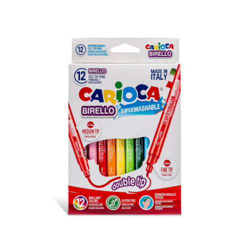 Flomasteriai CARIOCA BIRELLO, dvipusiai, 12 spalvų-Flomasteriai-Piešimo priemonės