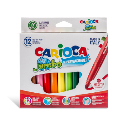 Flomasteriai CARIOCA JUMBO, 12 spalvų-Flomasteriai-Piešimo priemonės