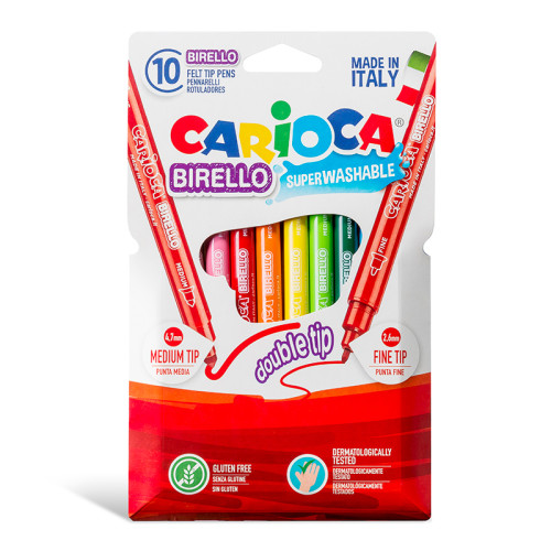 Flomasteriai CARIOCA BIRELLO, dvipusiai, 10 spalvų-Flomasteriai-Piešimo priemonės
