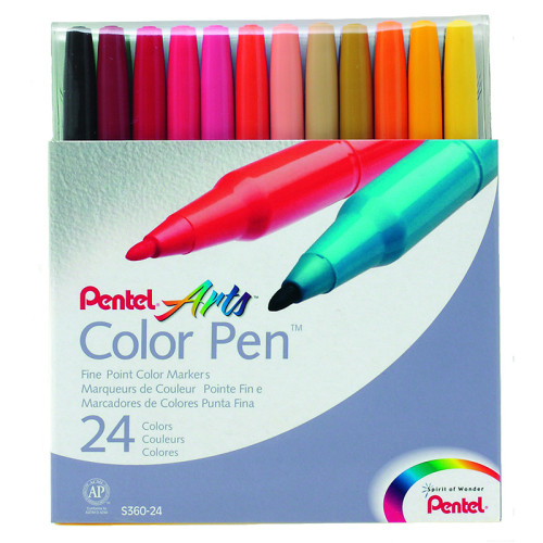 Flomasteriai PENTEL ARTS S360 24 spalvų, 1-2 mm-Flomasteriai-Piešimo priemonės