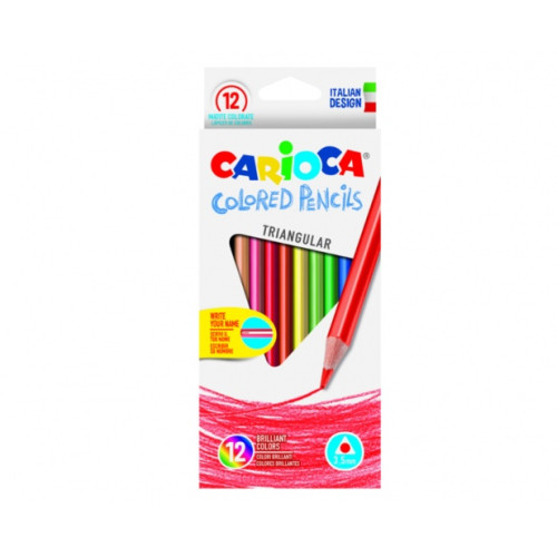 Tribriauniai spalvoti pieštukai CARIOCA, 12 spalvų-Spalvoti pieštukai-Piešimo priemonės