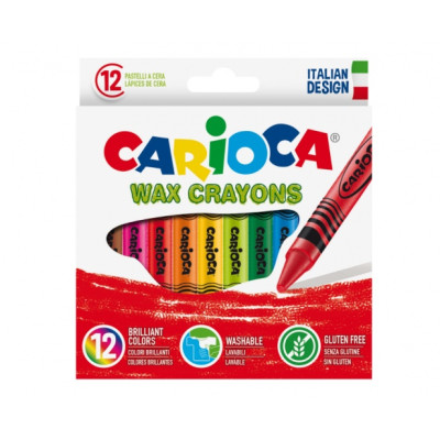 Vaškinės kreidelės CARIOCA 12 spalvų, nuplaunamos-Kreida ir kreidelės-Piešimo priemonės