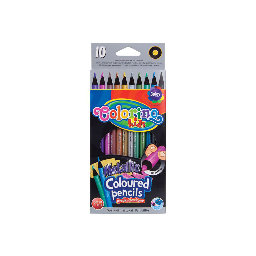 Spalvoti pieštukai COLORINO METTALIC, 10 spalvų-Spalvoti pieštukai-Piešimo priemonės