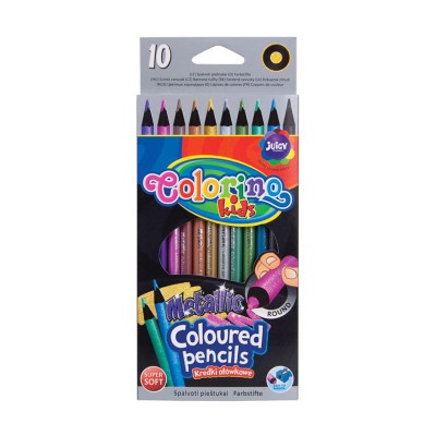 Spalvoti pieštukai COLORINO METTALIC, 10 spalvų-Spalvoti pieštukai-Piešimo priemonės