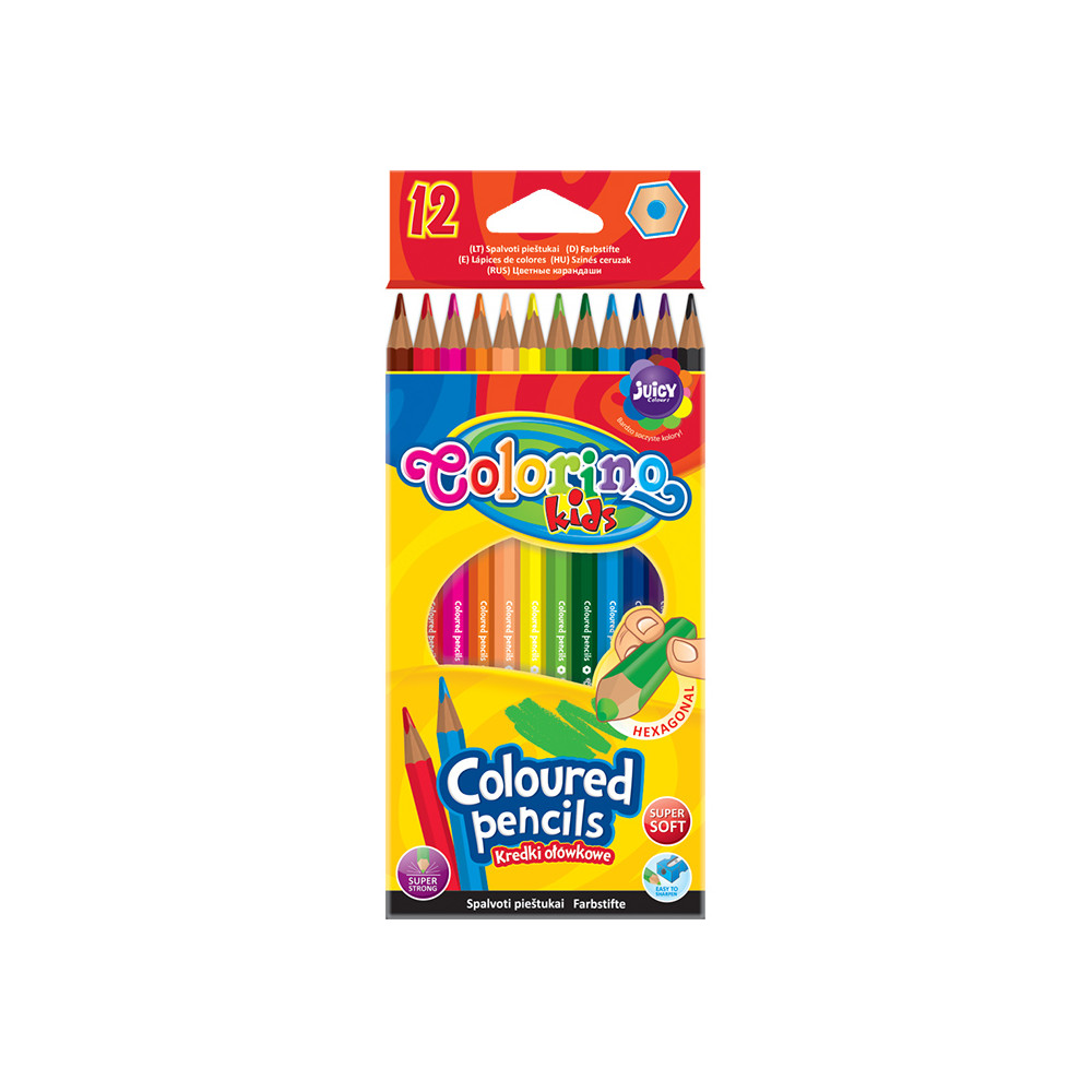 Spalvoti pieštukai COLORINO KIDS, 12 spalvų-Spalvoti pieštukai-Piešimo priemonės
