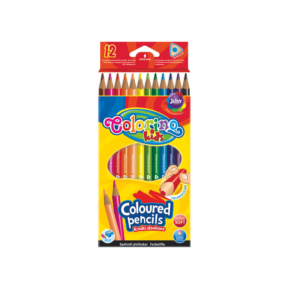 Spalvoti pieštukai, tribriauniai Colorino Kids, 12 spalvų-Spalvoti pieštukai-Piešimo priemonės
