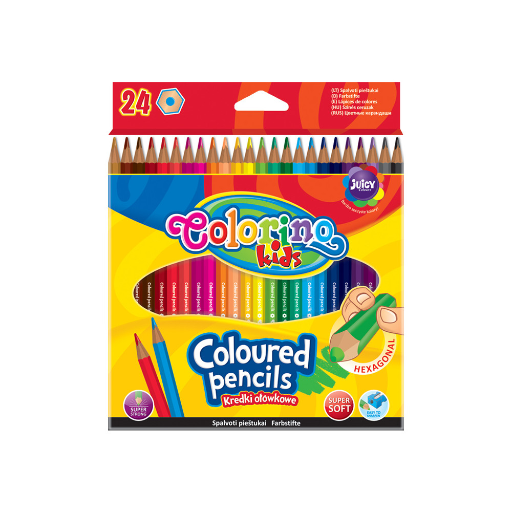 Spalvoti pieštukai Colorino Kids, 24 spalvų-Spalvoti pieštukai-Piešimo priemonės