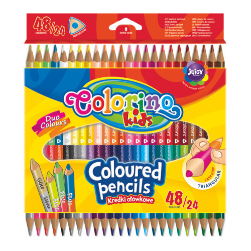 Spalvoti pieštukai, tribriauniai, dvipusiai Colorino Kids, 24vnt./48 spalvų-Spalvoti