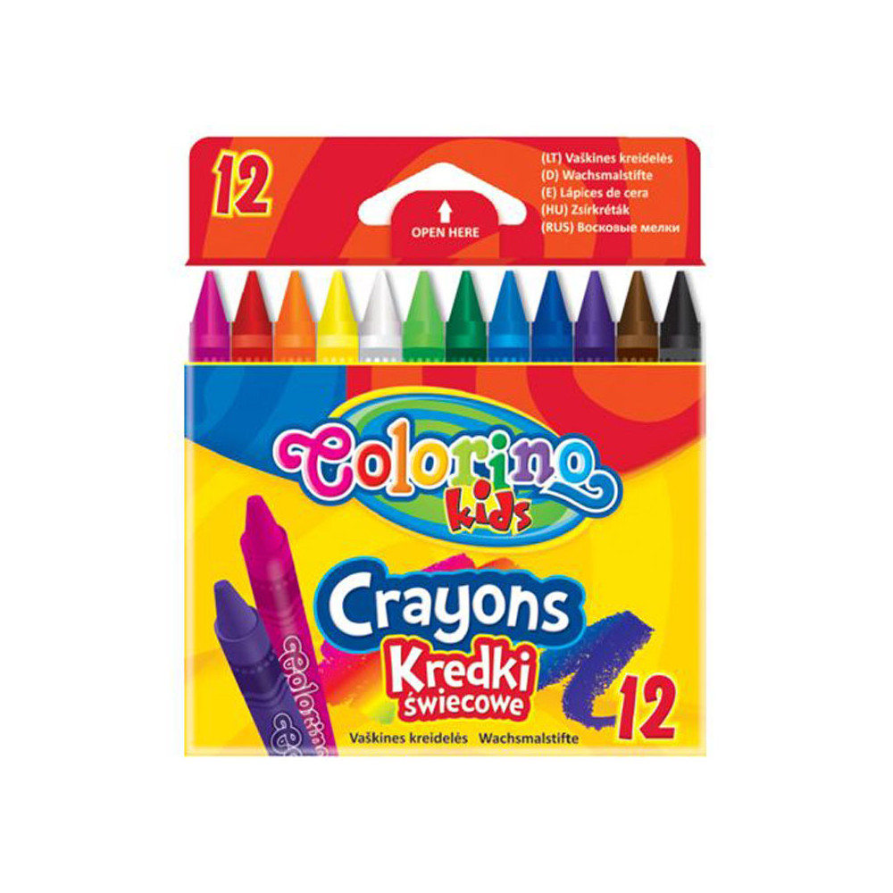 Vaškinės kreidelės Colorino Kids, 12 spalvų-Kreida ir kreidelės-Piešimo priemonės