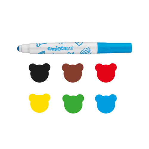 Flomasteriai mažyliams CARIOCA BABY SUPERWASHABLE, 6 spalvų-Flomasteriai-Piešimo priemonės